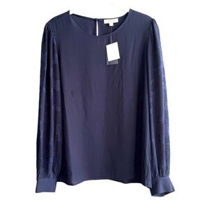 NEW Pleione Long Sleeve Blouse Dark Blue Size M
